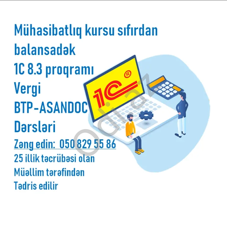 1C üzrə 4 aya mühasib ol praktika + nəzəriyyə dərsləri