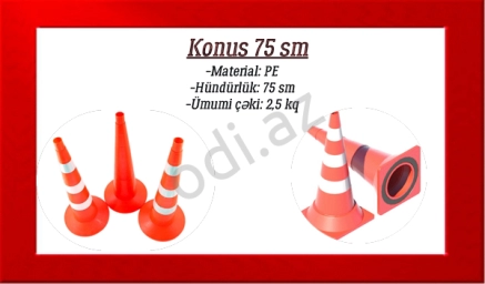 Təhlükəsizlik trafik konus 75 sm