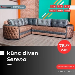 Modern və klassik Künc divanlar KREDİTLƏ