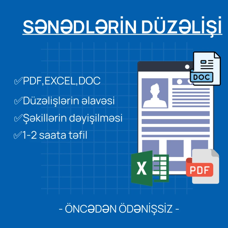 Sənədlərin düzəlişi DOC, EXCEL, PDF