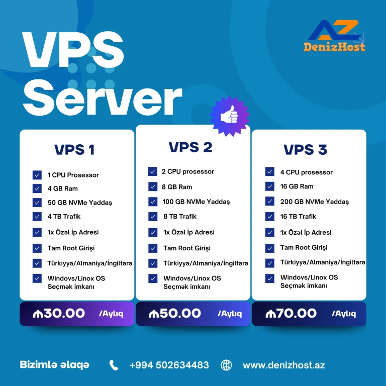Sürətli və Etibarlı Hosting – Domen, VPS, SSL – Hamısı Bir Yerdə!